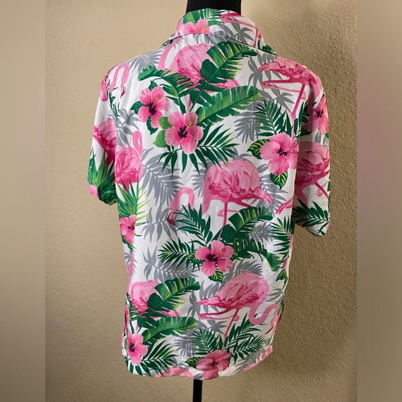 Aloha Set in‎ Lotus and Orchid women short sleeve funky button blouse summer - Picture 3 of 6